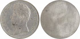 Charles X, concours de 5 francs, cliché d'avers en étain par Gatteaux, s.d. (1824) Paris
A/CHARLES X ROI - DE FRANCE
Tête nue à gauche, au-dessous s...