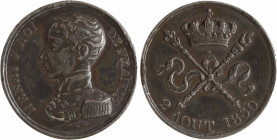 Henri V, module de 5 francs en étain, 2 août 1830
A/HENRI V ROI - DE FRANCE
Buste à gauche d'Henri V, en uniforme ; au-dessous signature G. C.
R/2 ...