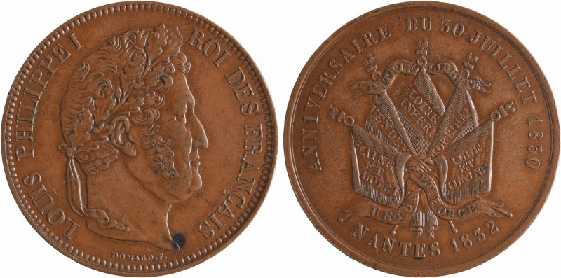 Louis-Philippe Ier, module de 5 francs, anniversaire du 30 juillet 1830, 1832 Na...