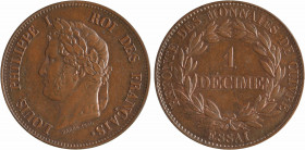 Louis-Philippe Ier, essai d'1 décime, refonte des monnaies de cuivre, poids lourd, 1840 Paris
A/LOUIS PHILIPPE I - ROI DES FRANÇAIS
Tête laurée à ga...