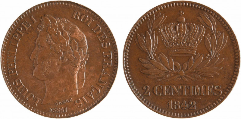 Louis-Philippe Ier, essai de 2 centimes, 1842 Paris
A/LOUIS PHILIPPE I - ROI DE...