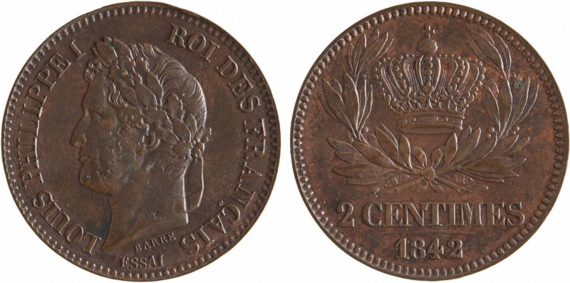 Louis-Philippe Ier, essai de 2 centimes, 1842 Paris
A/LOUIS PHILIPPE I - ROI DE...