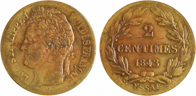 Louis-Philippe Ier, essai de 2 centimes par Bovy, 1843 Paris
A/LOUIS PHILIPPE I...