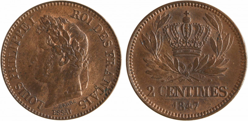 Louis-Philippe Ier, essai de 2 centimes, 1847 Paris
A/LOUIS PHILIPPE I - ROI DE...