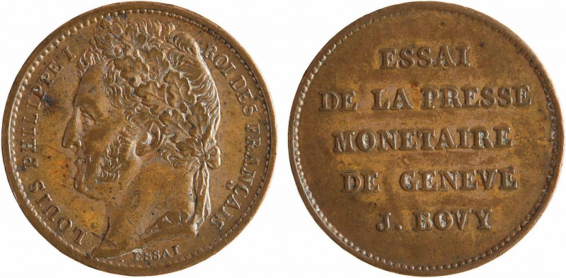 Louis-Philippe Ier, essai de la presse monétaire de Genève, par Bovy, s.d. (1839...