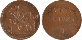 Louis-Philippe Ier, essai à la Monnaie, en bronze, s.d. (1830) Paris
La Monnaie assise tenant une corne d'abondance, une main posée sur un balancier ...
