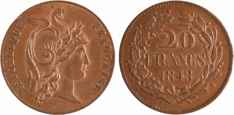IIe République, concours de 20 francs or par Alard, en cuivre, 1848 Paris
A/RÉP...