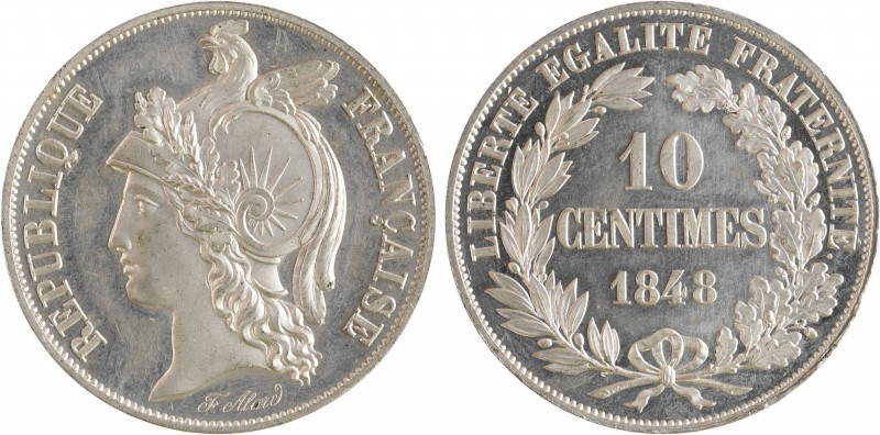 IIe République, concours de 10 centimes par Alard, en étain, 1848 Paris
A/RÉPUB...