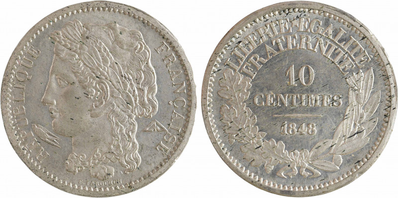 IIe République, concours de 10 centimes par Farochon, en étain, 1848 Paris
A/RÉ...