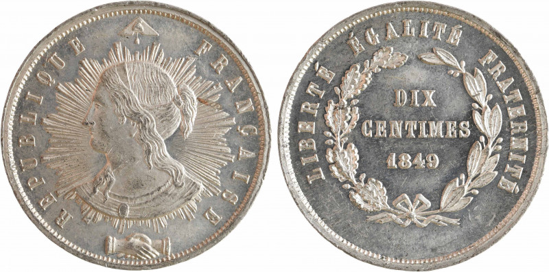 IIe République, concours de dix centimes par Pillard, en étain, 1849 Paris
A/RÉ...