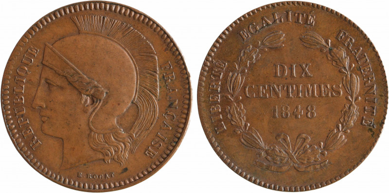 IIe République, 2ème concours de 10 centimes par Rogat, en cuivre, 1848 Paris
A...