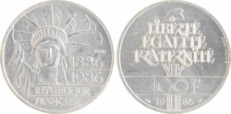 Ve République, essai de 100 francs Liberté, 1986 Pessac
Statue de la Liberté de...