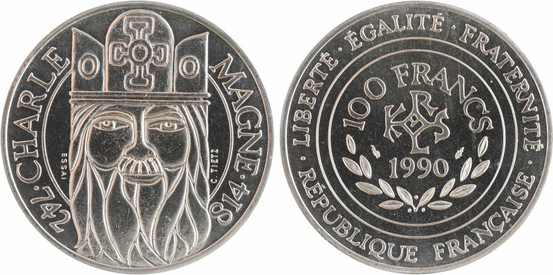 Ve République, essai de 100 francs Charlemagne, 1990 Pessac
A/CHARLE - MAGNE// ...