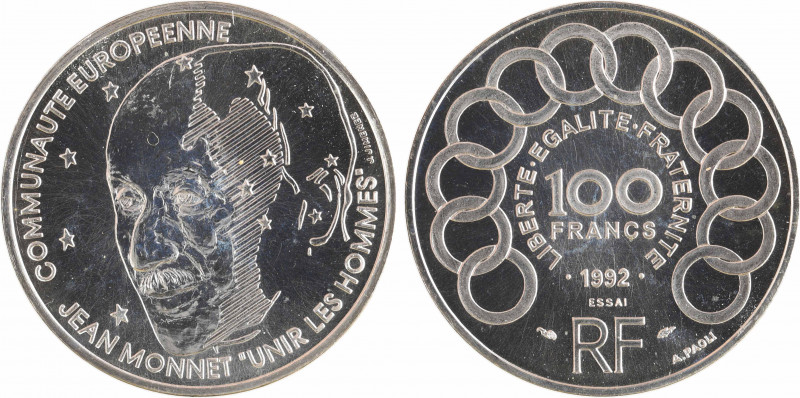 Ve République, essai de 100 francs Jean Monnet, 1992 Pessac
A/COMMUNAUTÉ EUROPÉ...