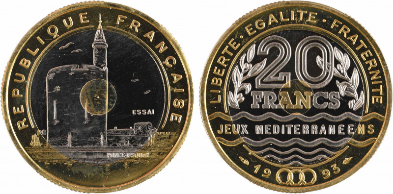 Ve République, essai de 20 francs Jeux Méditerranéens, 1993 Pessac
A/REPUBLIQUE...