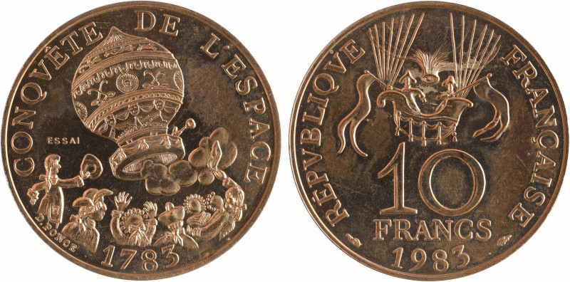 Ve République, essai de 10 francs Conquête de l'Espace, 1983 Pessac
A/CONQVÊTE ...