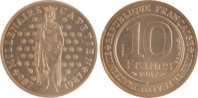 Ve République, essai de 10 francs Millénaire Capétien, 1987 Pessac
A/MILLENAIRE...