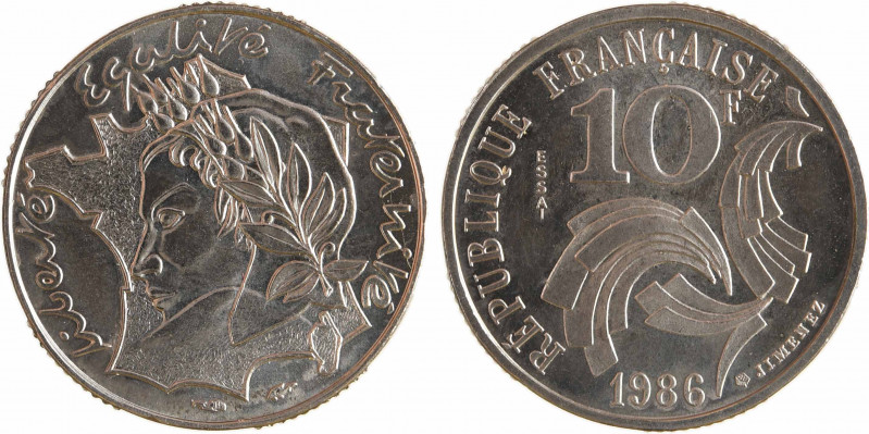 Ve République, essai de 10 francs Jimenez, 1986 Pessac
A/Liberté Egalité Frater...