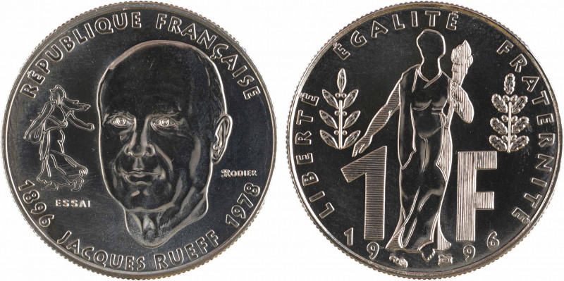 Ve République, essai de 1 franc Jacques RUEFF, 1996 Pessac
A/RÉPUBLIQUE FRANÇAI...