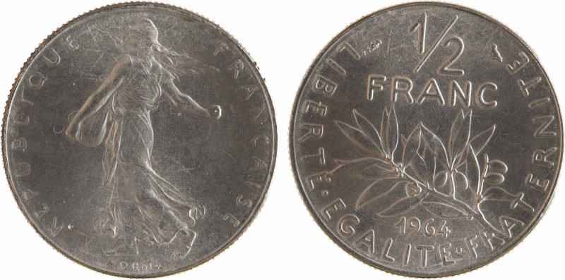 Ve République, pré-série du 1/2 franc Semeuse, 1964 Paris
A/REPUBLIQUE - FRANÇA...