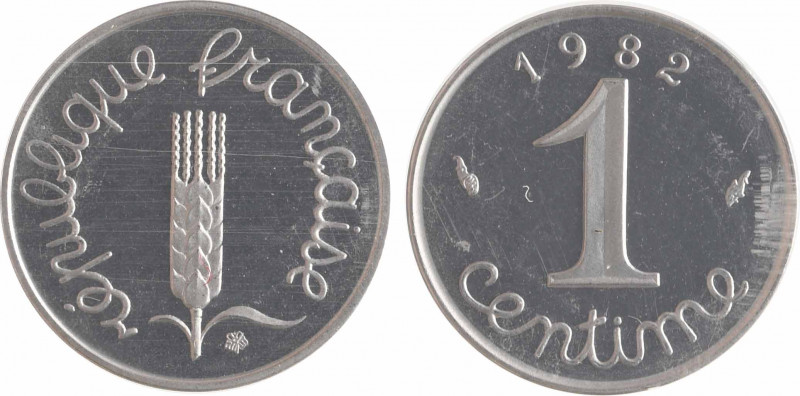 Ve République, piéfort de 1 centime épi, 1982 Pessac
A/République française
Ép...