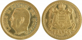 Monaco, Louis II, essai de 2 francs en cupro-aluminium, s.d. (1943)
A/LOUIS II PRINCE DE MONACO
Tête nue à gauche du prince Louis II ; en-dessous si...
