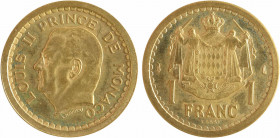 Monaco, Louis II, essai de 1 franc en cupro-aluminium, s.d. (1943)
A/LOUIS II PRINCE DE MONACO
Tête nue à gauche du prince Louis II ; en-dessous sig...