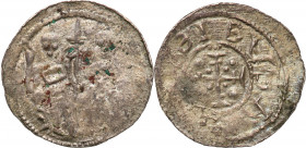 Medieval coins Poland
POLSKA / POLAND / POLEN / SCHLESIEN / GERMANY

BolesE�aw III Krzywousty. Denar (1102-1138) 

Aw.: Biskup z ksiD�gD� i rycer...