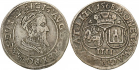 Sigismund II August
POLSKA/ POLAND/ POLEN/ LITHUANIA/ LITAUEN

Zygmunt II August. Czworak (4 grosze) 1568, Wilno / Vilnius 

Wiekowa patyna. Popr...