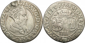 Sigismund II August
POLSKA/ POLAND/ POLEN/ LITHUANIA/ LITAUEN

Zygmunt II August. Czworak (4 grosze) 1568, Wilno / Vilnius 

Odmiana z koE�cC3wkD...