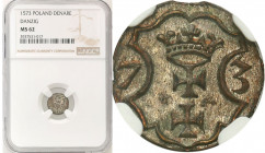 Coins interregnum 1572 year
POLSKA/ POLAND/ POLEN/ INTERREGNUM

BezkrC3lewie. Denar 1573 Gdansk / Danzig NGC MS62 - BEAUTIFUL 

Wariant z kartusz...