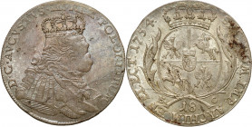 Augustus III the Sas 
POLSKA/ POLAND/ POLEN/ LITHUANIA/ LITAUEN

August III Sas. Ort 18 groszy (Groschen) 1754, Lipsk - VERY NICE 

Wariant z bul...