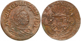 Augustus III the Sas 
POLSKA/ POLAND/ POLEN/ LITHUANIA/ LITAUEN

August III. Grosz (Groschen) (3 Szelag (Schilling)i) 1755 H, Gubin 

Wariant z l...