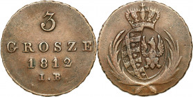 Duchy of Warsaw
POLSKA/ POLAND/ POLEN / POLOGNE / POLSKO

KsiD�stwo Warszawskie. Trojak - 3 grosze (Groschen) 1812 IB, Warszawa - VERY NICE 

Mon...