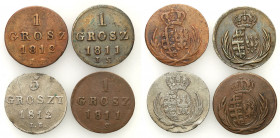 Duchy of Warsaw
POLSKA/ POLAND/ POLEN / POLOGNE / POLSKO

KsiD�stwo Warszawskie. 1, 5 groszy 1811-1812 IB, Warszawa, group 4 coins 

Obiegowe egz...