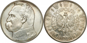 Poland II Republic
POLSKA / POLAND / POLEN / POLOGNE / POLSKO

II RP. 10 zlotych 1936 PiE�sudski 

PoE�yk w tle, przetarcie pola.&nbsp;Parchimowi...
