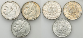 Poland II Republic
POLSKA / POLAND / POLEN / POLOGNE / POLSKO

II RP 10 zlotych 1936, 1939 PiE�sudski, group 3 coins 

Przyzwoicie zachowane egze...