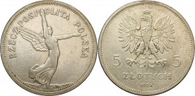 Poland II Republic
POLSKA / POLAND / POLEN / POLOGNE / POLSKO

II RP. 5 zlotych 1928 Nike bez znaku mennicy 

Moneta z naturalnymi E�ladami obieg...