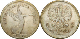 Poland II Republic
POLSKA / POLAND / POLEN / POLOGNE / POLSKO

II RP. 5 zlotych 1928 Nike bez znaku mennicy 

Mocno wytarte najwyE