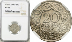 Poland II Republic
POLSKA / POLAND / POLEN / POLOGNE / POLSKO

II RP 20 groszy (groschen) 1923 NGC MS66 

Wspaniale zachowany menniczy egzemplarz...