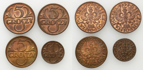 Poland II Republic
POLSKA / POLAND / POLEN / POLOGNE / POLSKO

II RP. 1, 5 groszy (groschen) 1923-1923, group 4 coins 

Bardzo E�adne egzemplarze...