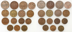 Poland II Republic
POLSKA / POLAND / POLEN / POLOGNE / POLSKO

II RP. 1, 2, 5 groszy (groschen) 1930-1934, group 15 coins 

DuE
