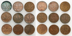 Poland II Republic
POLSKA / POLAND / POLEN / POLOGNE / POLSKO

II RP. 1 grosz (groschen) 1933-1939 group 9 pieces 

Zestaw zawiera 9 monet, wE�rC...