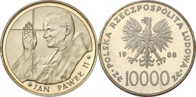 Coins Poland People Republic (PRL)
POLSKA / POLAND / POLEN / POLOGNE / POLSKO

PRL. 10.000 zlotych 1988 John Paul II - cienki krzyE
