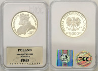 Coins Poland People Republic (PRL)
POLSKA / POLAND / POLEN / POLOGNE / POLSKO

PRL. 5.000 zlotych 1989 JagieE�E�o - popiersie GCN PR65 

Menniczy...