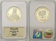 Coins Poland People Republic (PRL)
POLSKA / POLAND / POLEN / POLOGNE / POLSKO

PRL. 500 zlotych 1988 Jadwiga GCN PR67 

Menniczy egzemplarz. ZE�o...
