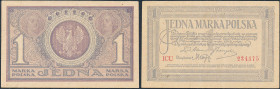 Polish banknotes, notes and bonds
POLSKA / POLAND / POLEN / PAPER MONEY / BANKNOTE

1 marka polska 1919 seria ICU 

ZE�amania, doE�D� sztywny pap...