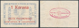 Polish banknotes, notes and bonds
POLSKA / POLAND / POLEN / PAPER MONEY / BANKNOTE

1 crown 1919, P. Przanowski Cafe, Zakopane 

ZE�amania.Podcza...