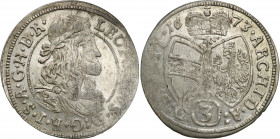 Austria
Austria. Leopold I (1657-1705). 3 cutters 1674, Hall 

Bardzo E�adnie zachowane. Minimalne niedobicie.

Details: 1,79 g Ag 
Condition: 2...
