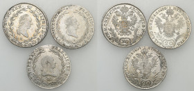 Austria
Austria. Joseph II, 20 cutters 1784 B, Kremnica, 1824, 1828 E, Karlsburg, set of 3 coins 

E�adne egzemplarze z duE
